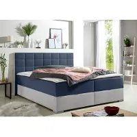 Maintal Boxspringbett , blau, L:210cm, Bezug Microfaser aus 100% Polyester, Komplettbetten, Boxspringbett, mit Bettkasten und Topper