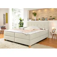 Home affaire Boxspringbett "Calloway", beige, B:168cm L:218cm, Komplettbetten, Boxspringbett, inkl. Topper, XXL-Ausführung, in 4 Farben, 5 Breiten, 3 Matratzenarten