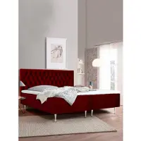 Home affaire Boxspringbett "Exclusive", rot, B:161cm L:208cm, Samtoptik (100% Polyester), Komplettbetten, Boxspringbett, inkl. Topper, 3 Breiten, 3 Härtegrad-Ausführungen