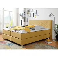 Home affaire Boxspringbett "Parla", gelb (curry), L:218cm, 100% Polyester, Komplettbetten, Boxspringbett, incl. Topper, 4 Farben in 4 Breiten, 2 Härtegraden, 3 Matratzenarten