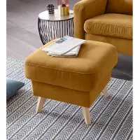 Exxpo - Sofa Fashion Hocker "Nappa mit praktischem Staufach unter der Sitzfläche", gelb (mustard), B:56cm H:45cm T:56cm, Samtvelours (100% Polyester);Webvelours (100% Polyester), Hocker, Hocker