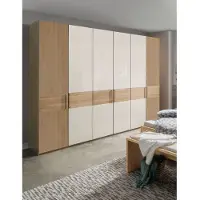 Wiemann Kleiderschrank "Kiruna", braun (eiche teilmassiv, champagnerglas), B:295,2cm H:197cm T:58cm, Floatglas, Holz teilmassiv, Schränke, Kleiderschrank, mit Champagnerglas
