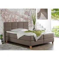 Home affaire Boxspringbett "Casey", braun (hellbraun), B:151cm L:209cm, Struktur fein (100% Polyester), Komplettbetten, Boxspringbett, in 5 Breiten, 3 Ausführungen, 2 Härtegraden, Steppung, Topper