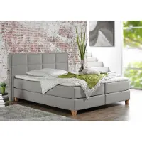 Home affaire 1100000002199 "Casey", grau (silbergrau), B:111cm L:209cm, Struktur fein (100% Polyester), Komplettbetten, 1100000002199, in 5 Breiten, 3 Ausführungen, 2 Härtegraden, Steppung, Topper