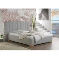 Maintal Polsterbett "Cueno", grau (silbergrau), B:144cm L:210cm, Strukturstoff (100% Polyester), Betten, Polsterbett, mit und ohne Matratze in 2 Ausführungen, Steppung mit Knopfheftung