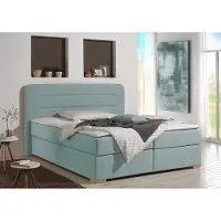 Home affaire Boxspringbett "Manchester", blau (petrol), B:220cm L:208cm, Strukturstoff-Bezug (100% Polyester), Komplettbetten, Boxspringbett, 5 Breiten, 3 Ausführungen, 2 Härtegraden, Topper, Steppung