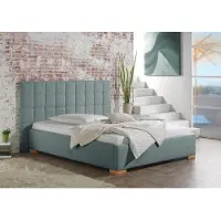 Maintal 1100000002199 "Cueno", blau (petrol), B:244cm L:210cm, Strukturstoff (100% Polyester), Betten, 1100000002199, mit und ohne Matratze in 2 Ausführungen, Steppung mit Knopfheftung