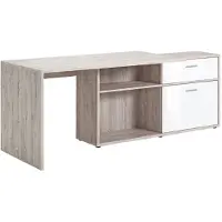 FMD Eckschreibtisch "Diego", bunt (sandeichefarben, weiß hochglanz), B:138cm H:75cm T:67,5cm, Tische, Eckschreibtisch, Eck-/Schreibtisch, variabel aufstellbar, mit Regal und viel Stauraum