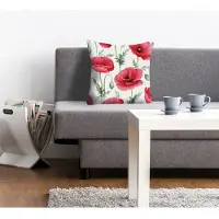 Queence Dekokissen "Leon", Kissenhülle,Mohnblumen,Rot,Blumen,Floral,Natur,Dekorativ,Lebendig