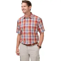 Catamaran Kurzarmhemd , Herren, Gr. 39/40, Normalgrößen, orange (terra, kariert), 100% Baumwolle, gemustert, kariert, mehrfarbig, körpernah, Hemden Kurzarmhemd
