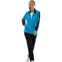 Witt Jogginganzug "Freizeitanzug Freizeitanzug formstabile Qualität", Damen, Gr. 36/38, blau (türkis, marine), Jersey, , Basic, Sportanzüge Jogginganzug
