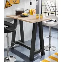 Mäusbacher Bartisch MÄUSBACHER, schwarz (schwarzstahl, eichefarben sägerau, schwarzstahl), B:120cm H:105cm T:70cm, Tische, Bartisch, Gestell in A-Form (Breite 120, 140 oder 160 cm)