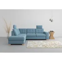 Sit&More Ecksofa SIT & MORE "Quincy L-Form", blau (hellblau), B:249cm H:82cm T:213cm, Sofas, Ecksofa, wahlweise mit Schlaffunktion und Bettkasten