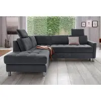 Sit&More Ecksofa SIT & MORE "Pablo L-Form", grau (dunkelgrau), B:233cm H:78cm T:196cm, Struktur fein (100% Polyester);Struktur (100% Polyester), Sofas, Ecksofa, wahlweise mit Schlaffunktion