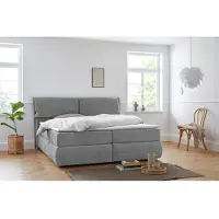 Andas Boxspringbett "Jenson", grau, B:208cm L:225cm, Struktur weich (85% Polyester/15% Nylon), Komplettbetten, Boxspringbett, in 4 Farben, 4 Breiten, 3 Matratzenarten in 2 Härtegraden, Topper