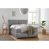 Andas Boxspringbett "Jenson", grau, B:168cm L:225cm, Struktur weich (85% Polyester/15% Nylon), Komplettbetten, Boxspringbett, in 4 Farben, 4 Breiten, 3 Matratzenarten in 2 Härtegraden, Topper