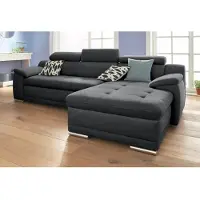Sit&More Ecksofa SIT & MORE "Top Andiamo L-Form", schwarz, B:270cm H:93cm T:165cm, Kunstleder SOFTLUX;Struktur ( 100% Polyester), Sofas, Ecksofa, wahlweise mit Schlaffunktion, inklusive Kopfteilverstellung