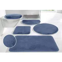 Otto Home Badematte "Rabbit Badematten, Badvorleger, Badezimmer Teppich" Gr. 12, blau, H:30mm, Polyester, Badematten, Badematte, Kaninchenfell-Haptik, Badteppich, rechteckig, rund & als 3-tlg. Set