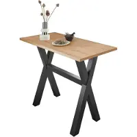 Mäusbacher Bartisch MÄUSBACHER, schwarz (schwarzstahl, asteichefarben, schwarzstahl), B:140cm H:105cm T:70cm, Tische, Bartisch, Gestell in X-Form (Breite 120, 140 oder 160 cm)
