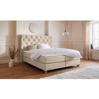Guido Maria Kretschmer Home & Living Boxspringbett "Harmones hoch", beige, B:163cm L:210cm, Struktur (100% Polyester), Komplettbetten, Boxspringbett, in 3 Breiten, Härtegrad auch im Mix mit je 1 Matratze in H2 und H3