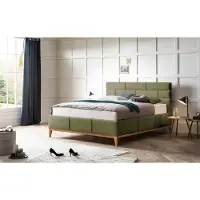 Home affaire Polsterbett "Balaine", grün (olive), B:198cm H:120cm L:218cm, Betten, Polsterbett, mit Lattenrost, Bettkasten, auch mit 7-Zonen-Taschenfederkernmatratze