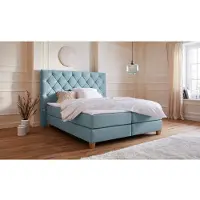 Guido Maria Kretschmer Home & Living Boxspringbett "Harmones hoch", grün (mint), B:203cm L:210cm, Struktur (100% Polyester), Komplettbetten, Boxspringbett, in 3 Breiten, Härtegrad auch im Mix mit je 1 Matratze in H2 und H3