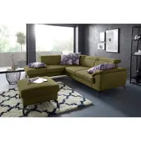 Sit&More Ecksofa SIT & MORE "Percy L-Form", grün, B:270cm H:80cm T:235cm, Sofas, Ecksofa, 15 cm Fußhöhe, Sitztiefenverstellung, wahlweise in 2 Fußfarben