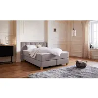 Guido Maria Kretschmer Home & Living Boxspringbett "Harmones", grau (hellgrau), B:163cm L:210cm, Struktur (100% Polyester), Komplettbetten, Boxspringbett, in 3 Breiten, Härtegrad auch im Mix mit je 1 Matratze in H2 und H3