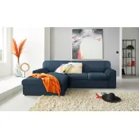Domo Ecksofa "Topper, elegant und zeitlos, kompaktes Stellmaß 245/155cm, L-Form", blau (dunkelblau), B:245cm H:78cm T:155cm, Sofas, Ecksofa, mit Recamiere, wahlweise mit Schlaffunktion