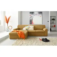 Domo Ecksofa "Topper, elegant und zeitlos, kompaktes Stellmaß 245/155cm, L-Form", gelb (senf), B:245cm H:78cm T:155cm, Sofas, Ecksofa, mit Recamiere, wahlweise mit Schlaffunktion