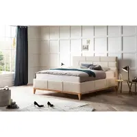Leonique Polsterbett "Balaine", beige, B:158cm H:120cm L:218cm, Betten, Polsterbett, mit Lattenrost, Bettkasten, auch mit 7-Zonen-Taschenfederkernmatratze