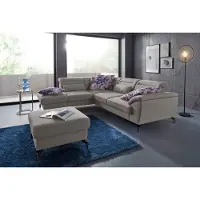 Sit&More Ecksofa SIT & MORE "Percy L-Form", grau, B:270cm H:77cm T:235cm, Sofas, Ecksofa, 12 cm Fußhöhe, Sitztiefenverstellung, wahlweise in 2 Fußfarben