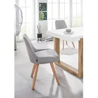 Otto Home Esszimmerstuhl "Dilla", grau (hellgrau, massive eichenholzbeinen), B:50cm H:82cm T:58cm, Metall, Stühle, Esszimmerstuhl, Webstoff Bezug, Massivholz Gestell, Sitzhöhe 48 cm