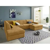 Domo Wohnlandschaft "Topper, elegant & zeitlos, Breite 320cm, komfortabel, U-Form", gelb (senf), B:320cm H:78cm T:213cm, Sofas, Wohnlandschaft, wahlweise mit Bettfunktion