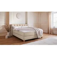 Guido Maria Kretschmer Home & Living Boxspringbett "Harmones", beige, B:183cm L:210cm, Struktur (100% Polyester), Komplettbetten, Boxspringbett, in 3 Breiten, Härtegrad auch im Mix mit je 1 Matratze in H2 und H3