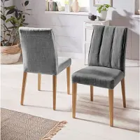 Home affaire Esszimmerstuhl , grau (grau, blau, natur), B:46cm H:91cm T:65cm, Stühle, Esszimmerstuhl, Rückenlehne mit Steppung