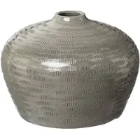 Creativ Deco Tischvase "HUMILIS", grau, H:30cm Ø:38cm, Keramik, Vasen, Tischvase, aus Keramik, mit Streifenmuster