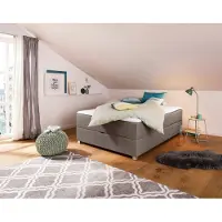 Inosign Boxbett "Alexis", braun (hellbraun), B:140cm L:200cm, Struktur fein (100% Polyester), Komplettbetten, Boxbett, ohne Kopfteil - ideal für Räume mit Dachschrägen; in 4 Breiten