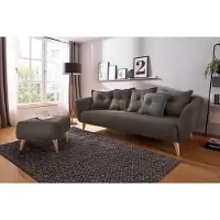 Home affaire 3-Sitzer "Baggio modern und romantisches Design, bequem", grau (anthrazit), B:236cm H:80cm T:103cm, Sofas, 3-Sitzer, Zierkissen inklusive