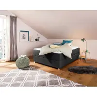 Home affaire Boxbett "Alexis", grau (anthrazit), B:140cm L:200cm, Struktur fein (100% Polyester), Komplettbetten, Boxbett, ohne Kopfteil - ideal für Räume mit Dachschrägen; in 4 Breiten