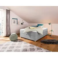 Home affaire Boxbett "Alexis", grau (hellgrau), B:140cm L:200cm, Struktur fein (100% Polyester), Komplettbetten, Boxbett, ohne Kopfteil - ideal für Räume mit Dachschrägen; in 4 Breiten