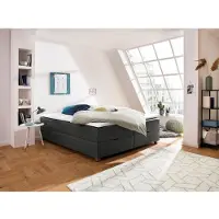 Inosign Boxbett "Alexis", grau (anthrazit), B:180cm L:200cm, Struktur fein (100% Polyester), Komplettbetten, Boxbett, ohne Kopfteil - ideal für Räume mit Dachschrägen; in 4 Breiten