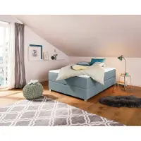Home affaire Boxbett "Alexis", blau (petrol), B:140cm L:200cm, Struktur fein (100% Polyester), Komplettbetten, Boxbett, ohne Kopfteil - ideal für Räume mit Dachschrägen; in 4 Breiten