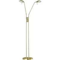 Fischer & Honsel Leuchten LED Designklassiker Stehleuchte Leseleuchte Messing 2flammig dimmbar, 160cm groß