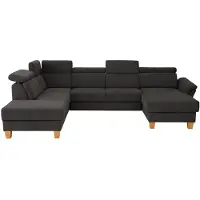 Home affaire Wohnlandschaft "Conville U-Form", braun (espresso), B:322cm H:84cm T:217cm, 100% Polyester, Sofas, Wohnlandschaft, Kopfteilverstellung wahlweise mit Bettfunktion und Bettkasten