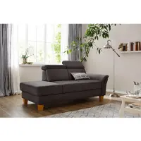Otto Home Recamiere "Conville", grau (fango), B:194cm H:84cm T:93cm, 100% Polyester, Sofas, Recamiere, incl. Kopfteilverstellung, Federkern, wahlweise mit Bettkasten