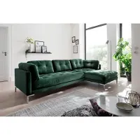 Otto Home Ecksofa "Landau L-Form", grün, B:275cm H:75cm T:158cm, Sofas, Ecksofa, in Cord-Stoff mit Metallfuß