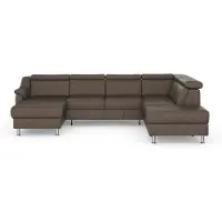 Sit&More Wohnlandschaft SIT & MORE "Freetown U-Form", grau (taupe), B:315cm H:84cm T:216cm, Sofas, Wohnlandschaft, Kopfteilverstellung und Federkern, wahlweise mit Schlaffunktion