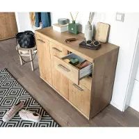 VOGL Möbelfabrik Sideboard VOGL MÖBELFABRIK "Sunny", braun (eiche), B:100cm H:80cm T:35cm, Holzwerkstoff, Sideboards, Sideboard, mit 3 Türen und 2 Schubkästen