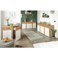 VOGL Möbelfabrik Kommode VOGL MÖBELFABRIK "Tirent", weiß (eiche, weiß), B:176cm H:84cm T:40cm, Holzwerkstoff, Sideboards, Kommode, mit 2 Türen und 4 Schubkästen